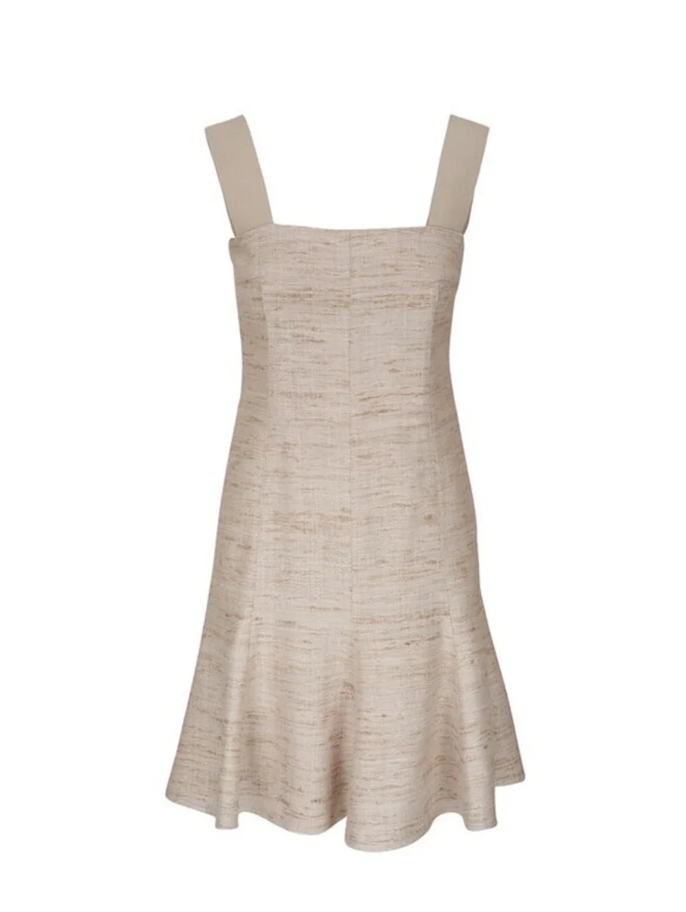 NEW, Akris Punto Flax Silk Fit & Flare Dress in Beige Sz 14 #DD83